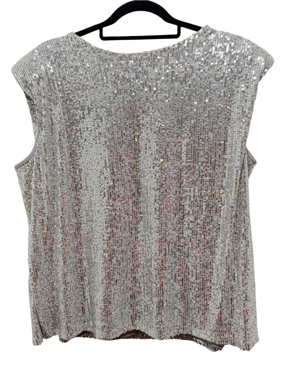 Eloquii Silver Sequin Sleeveless Camisole Top
